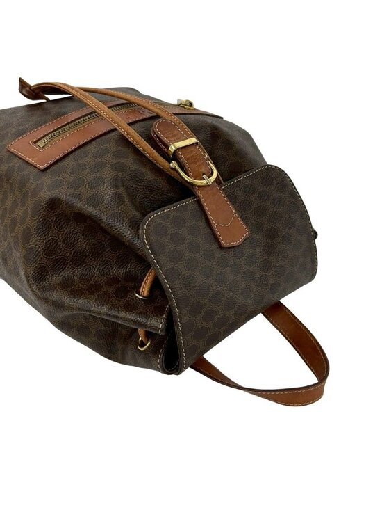 Celine Vintage Macadam Blason Pattern Leather Backpack Brown main image 4